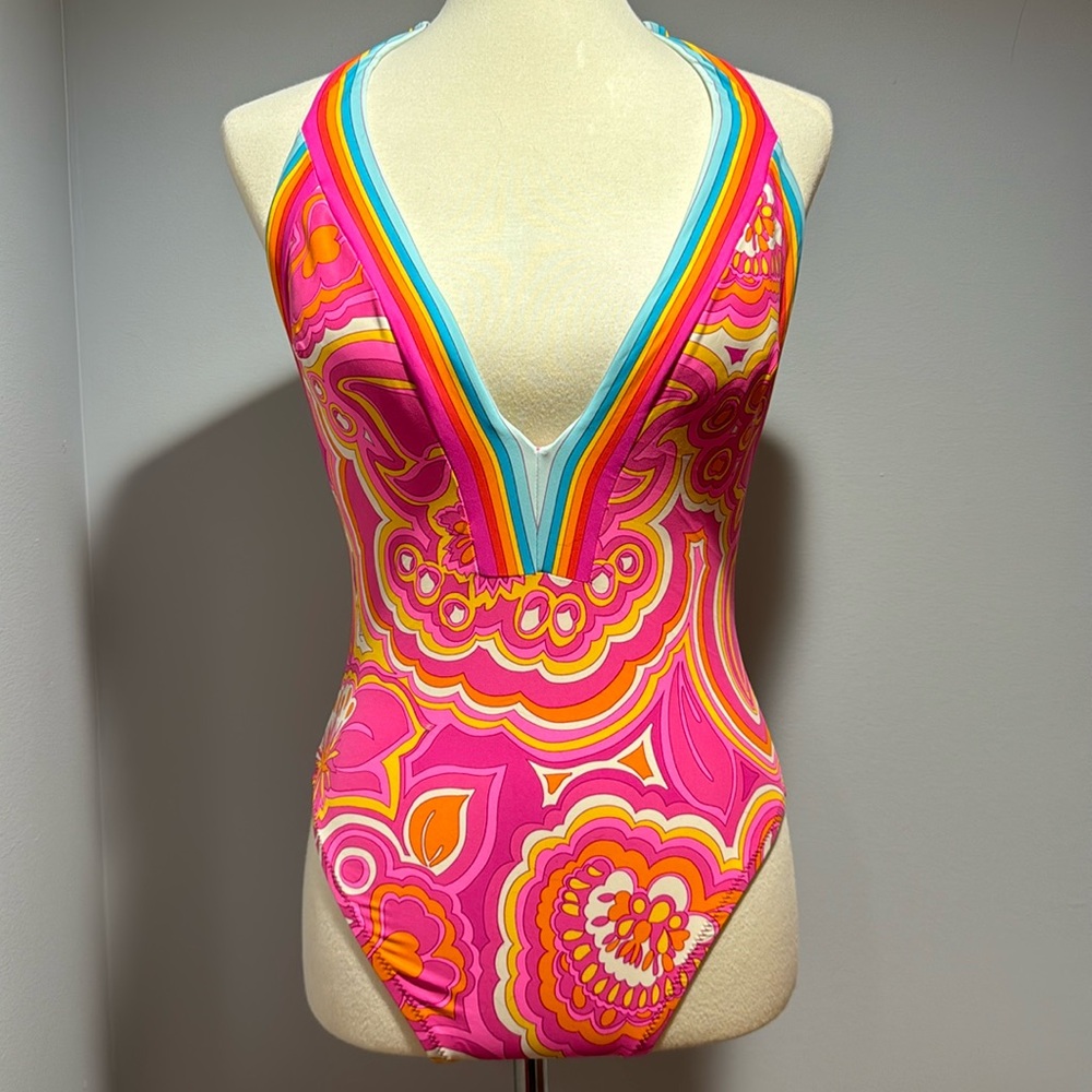 NWT Trina Turk Morning Sunrise plunge one piece - Picture 3 of 5